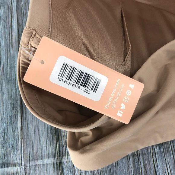 Thirdlove Classic Contour Uplift Taupe Plunge Bra NWT size 46C Mesh Trim - Picture 6 of 10